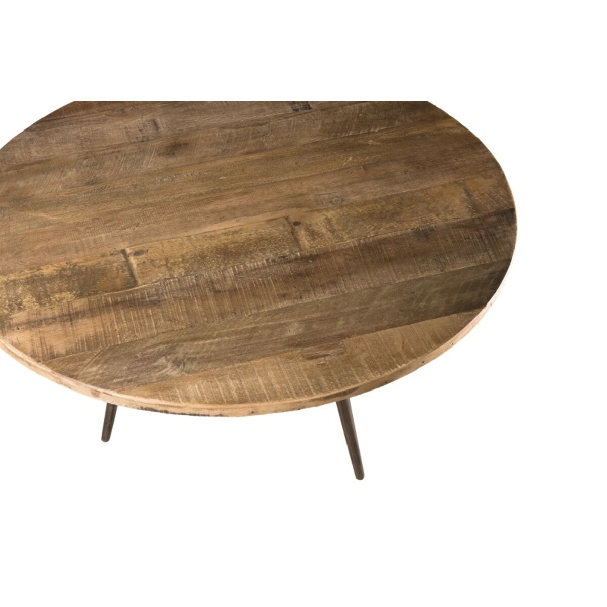 SIXTINE - Table basse ronde marron 75x75cm teck recyclé pieds métal