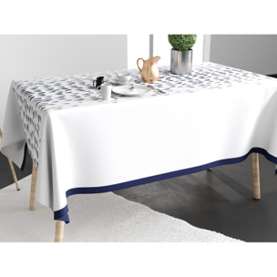 Nappe imprimée Coton Anti Tache Murmure Bleu