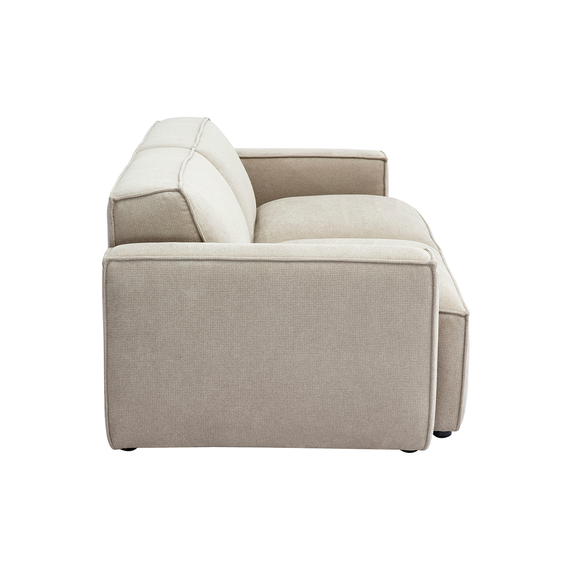 Canapé modulable 3 places en tissu effet velours texturé beige SPLIT