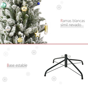 HOMCOM árbol de Navidad Nevado Artificial 180 cm con 394 Ramas Ignífugas de PVC Apertura Automática Base Plegable y Soporte de Acero Decoración Interior Ø60x180 cm Verde y Blanco
