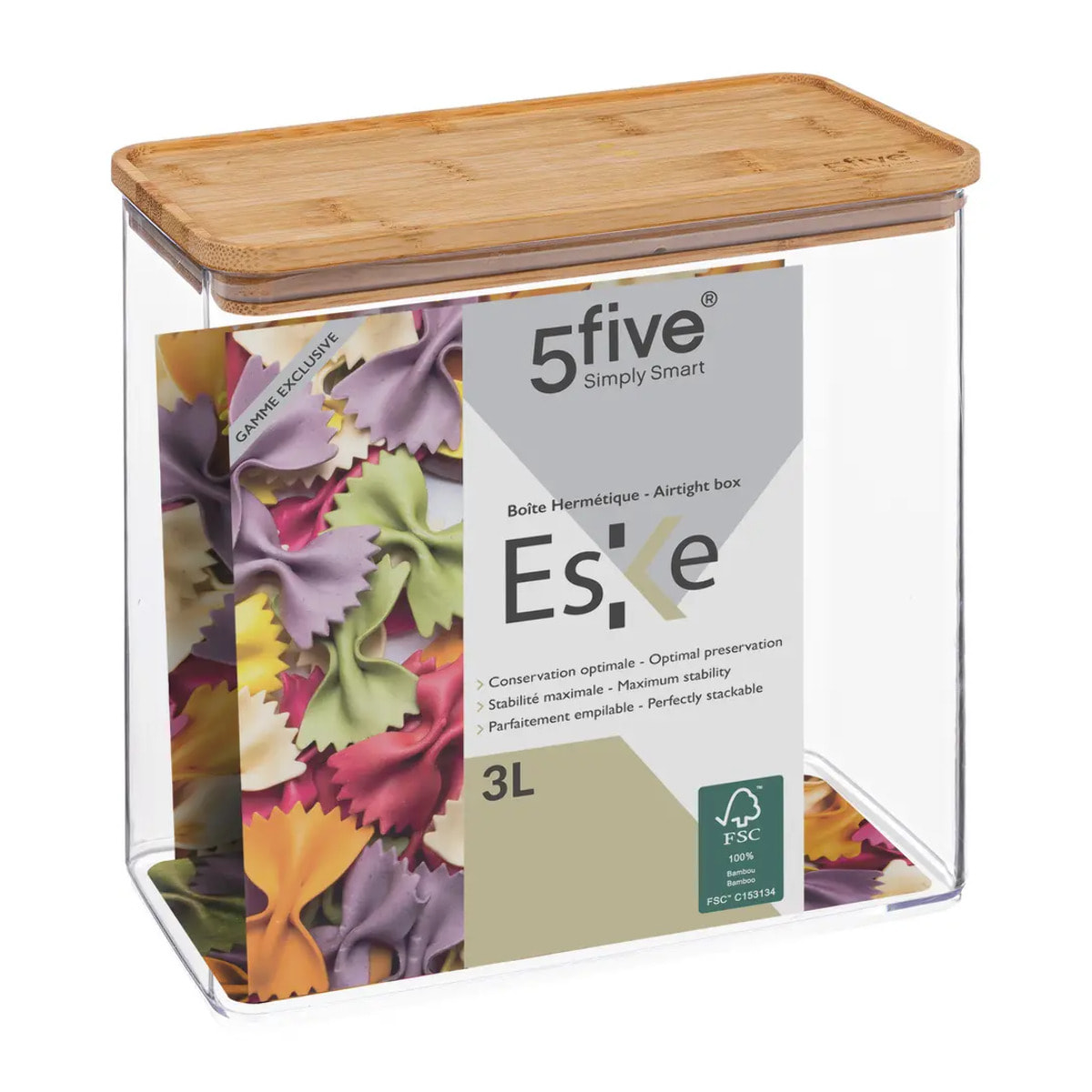 Boîte de conservation rectangulaire couvercle bambou "Eske" 3L