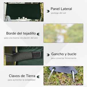 Carpa Plegable 220x220x200 cm Cenador Plegable con 1 Pared Lateral Bolsa de Transporte Impermeable y Protección UV50+ para Jardín Patio Verde