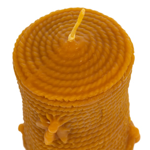 Vela de miel, de cera de abeja natural, diseño de cirio con abejas. 18 Horas de duración.