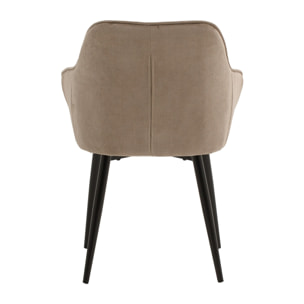 Set di 2 poltroncine HAMMERSMITH in tessuto beige e gambe in metallo nero, con braccioli