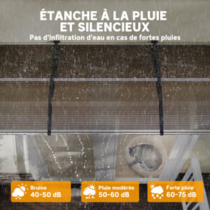 Auvent marquise de porte design voûté arrondi dim. 303L x 96l x 27H cm alu polycarbonate plastique marron noir