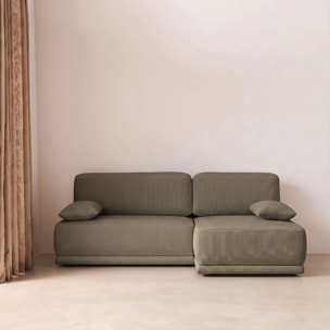 Banquette canapé d'angle droit convertible 3 places velours côtelé avec coffre NELSON