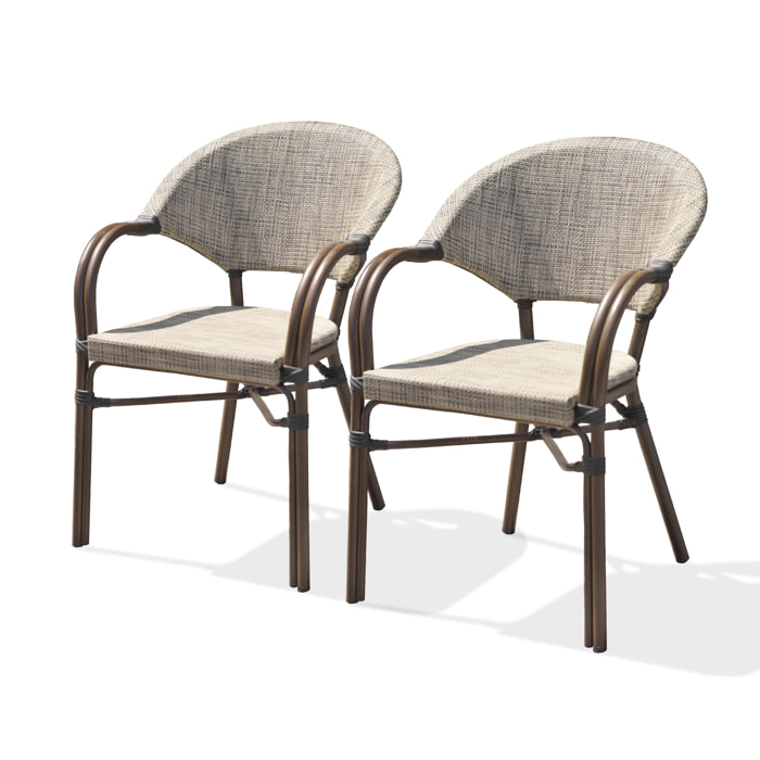 USHUAIA  - Lot de 2 fauteuils de jardin en aluminium et textilène
