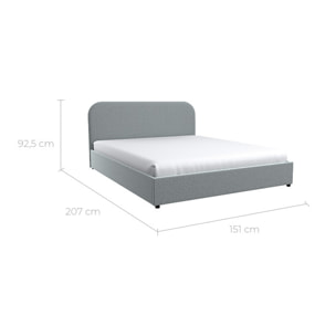 Lit double Tilly avec coffre 140x190 cm en tissu gris