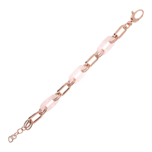 Bracciale a Maglie Rettangolari in Pietra Naturale Quarzo Rosa