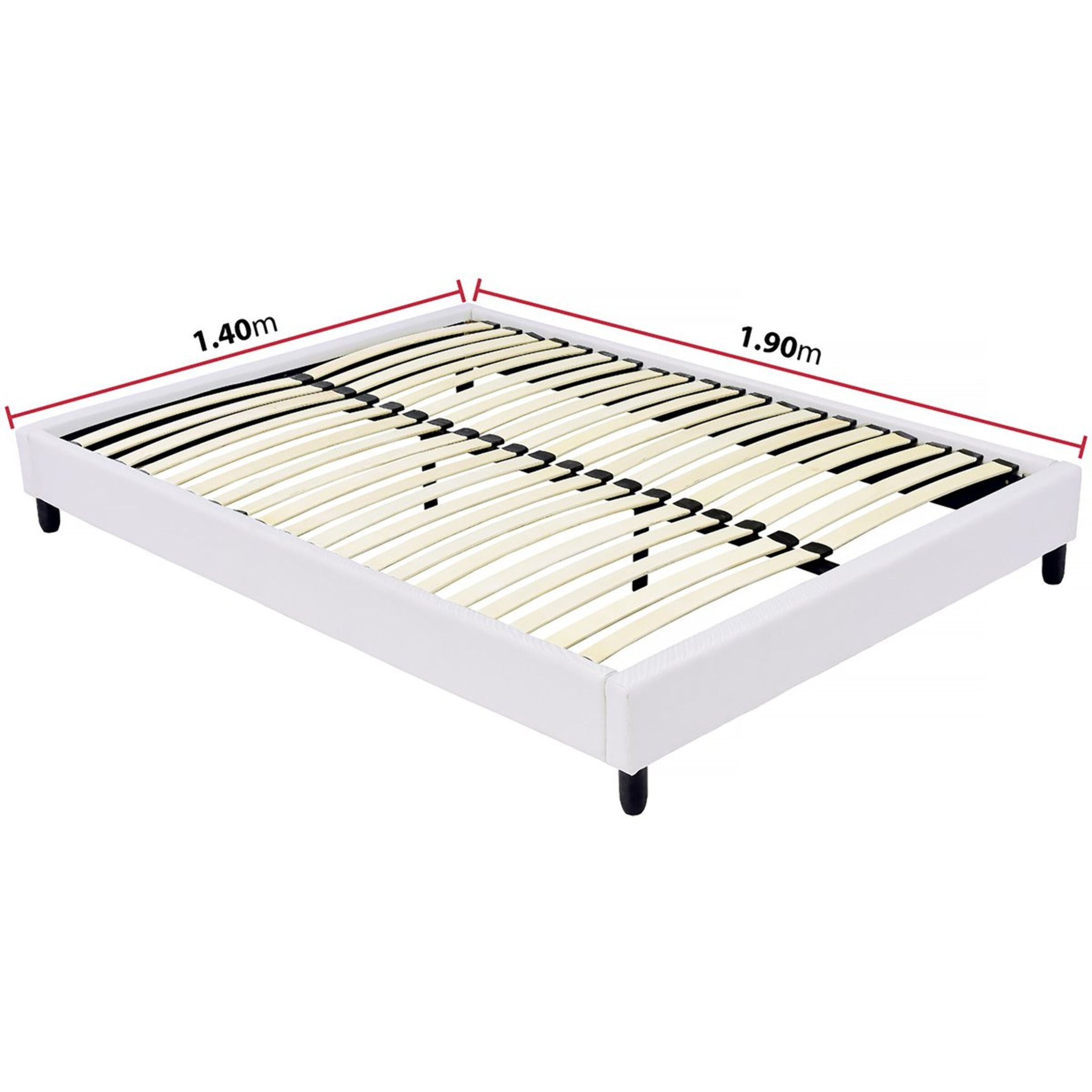 Sommier tapisser à lattes  - 140 x 190 cm - 12 lattes - Blanc