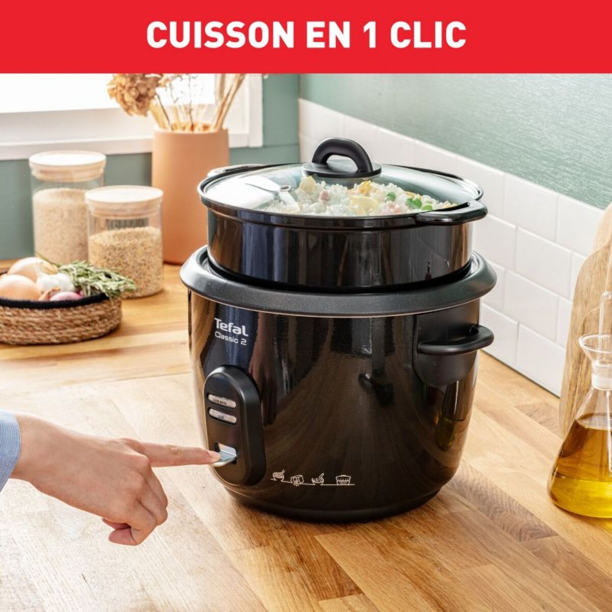 Cuiseur riz TEFAL Classic (5L ou 1.5kg riz) + panier vap