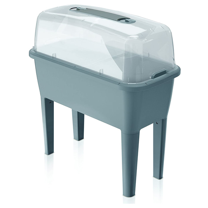 Huerto Urbano con invernadero de 52 litros en polipropileno 77 x 38 x 82 cm color gris