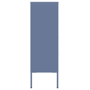 Meuble à chaussures 4 portes en métal bleu gris EMMA