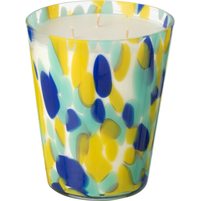 J-Line bougie parfumée Noa - bleu/jaune - large - 95H