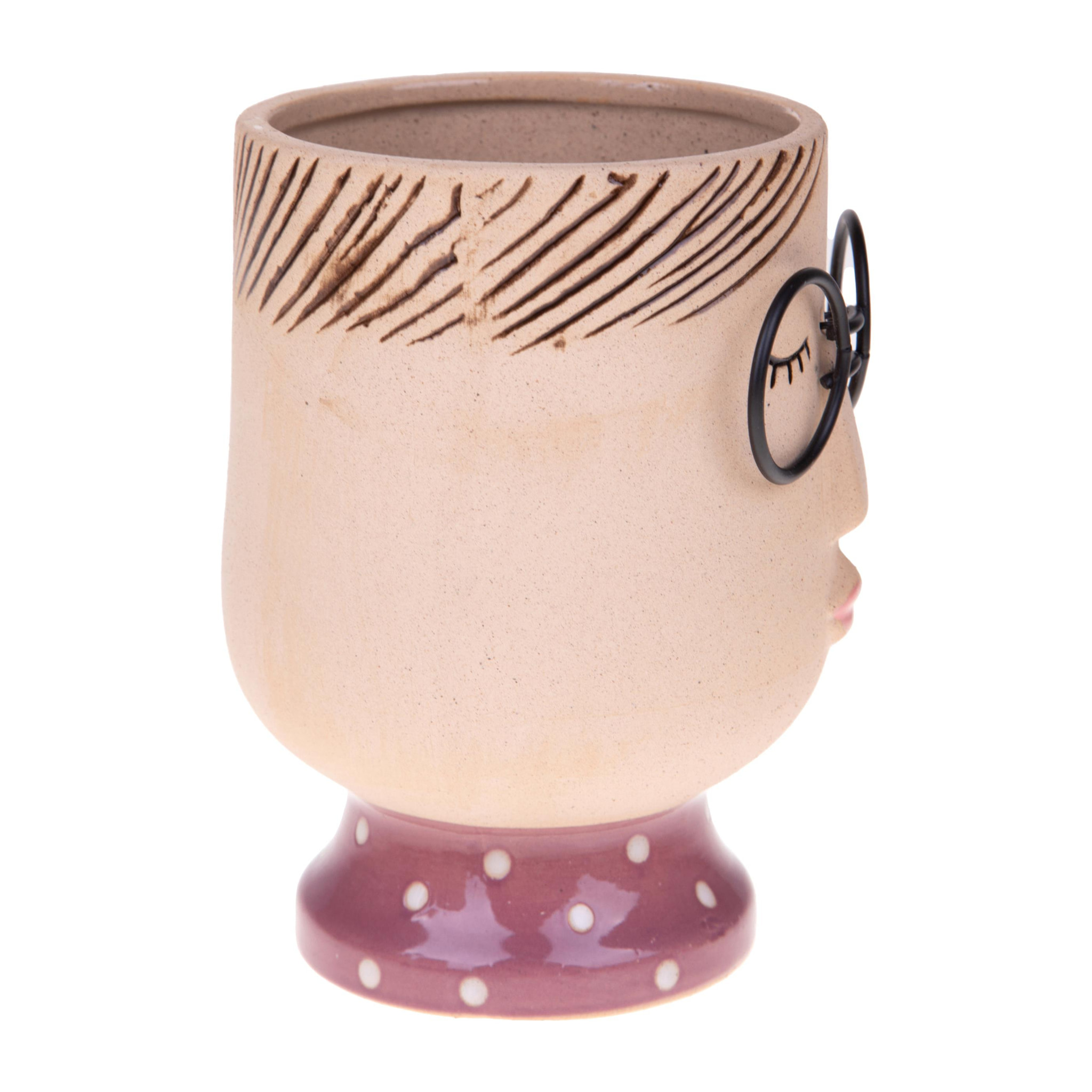 Vaso Testa Donna Con Occhiali - Pezzi 3 - 12,5xH16x11,7cm - Bianchi Dino SpA