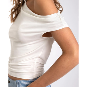 Camiseta de mujer cropped asimétrica