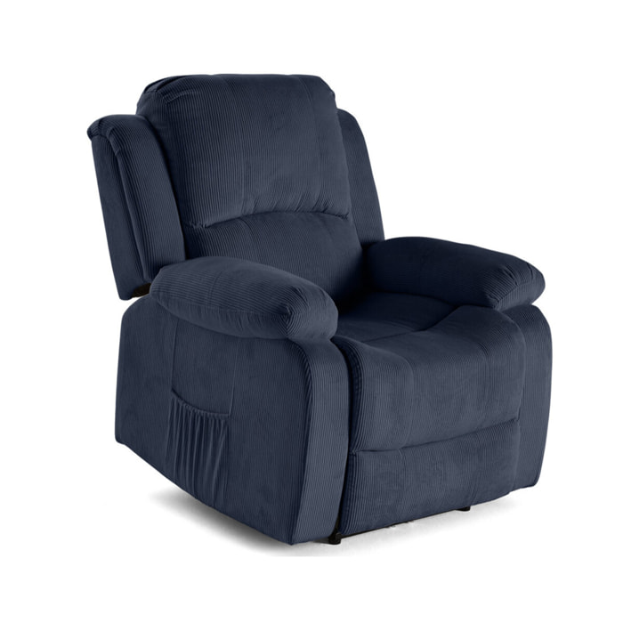 Armand - fauteuil relax électrique en velours côtelé - Bleu marine