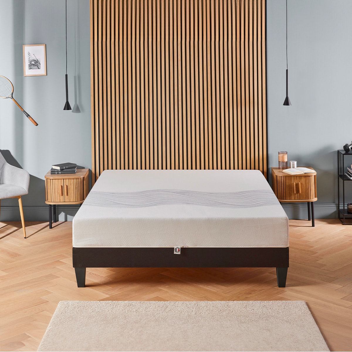 Ensemble Matelas Sensitive avec sommier en bois
