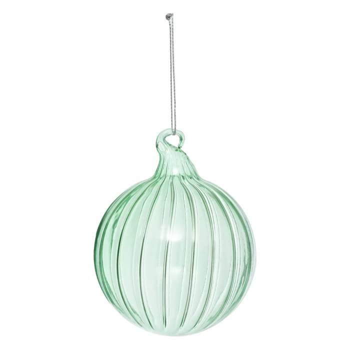 Boule de Noël en verre 80mm strie vert