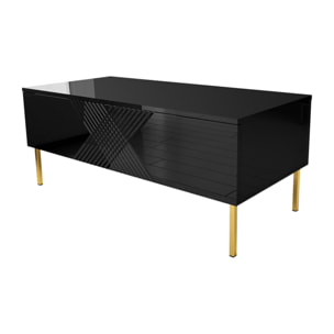 Celeste - table basse - 2 portes - 120 cm - Noir / Doré