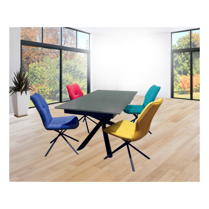 Table extensible plateau en verre gris 160/240 cm - TWIST