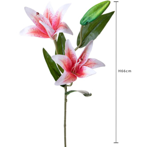 Lilium X2 66 Cm - Pezzi 6 - 18X66X14cm - Colore: Rosa - Bianchi Dino - Fiori Artificiali