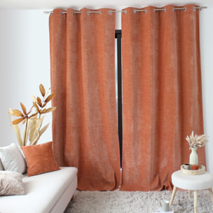 Rideau thermique en velours doublé polaire - Cuivre