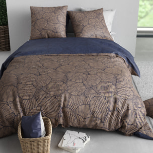 Parure housse de couette imprimé 100% coton - ninon - bleu