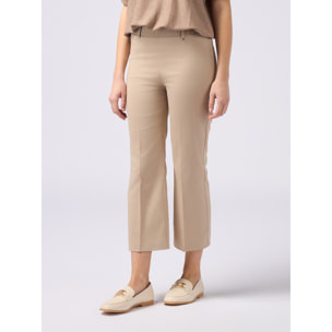 Oltre - Pantalones little flare mezcla de algodón - Beige
