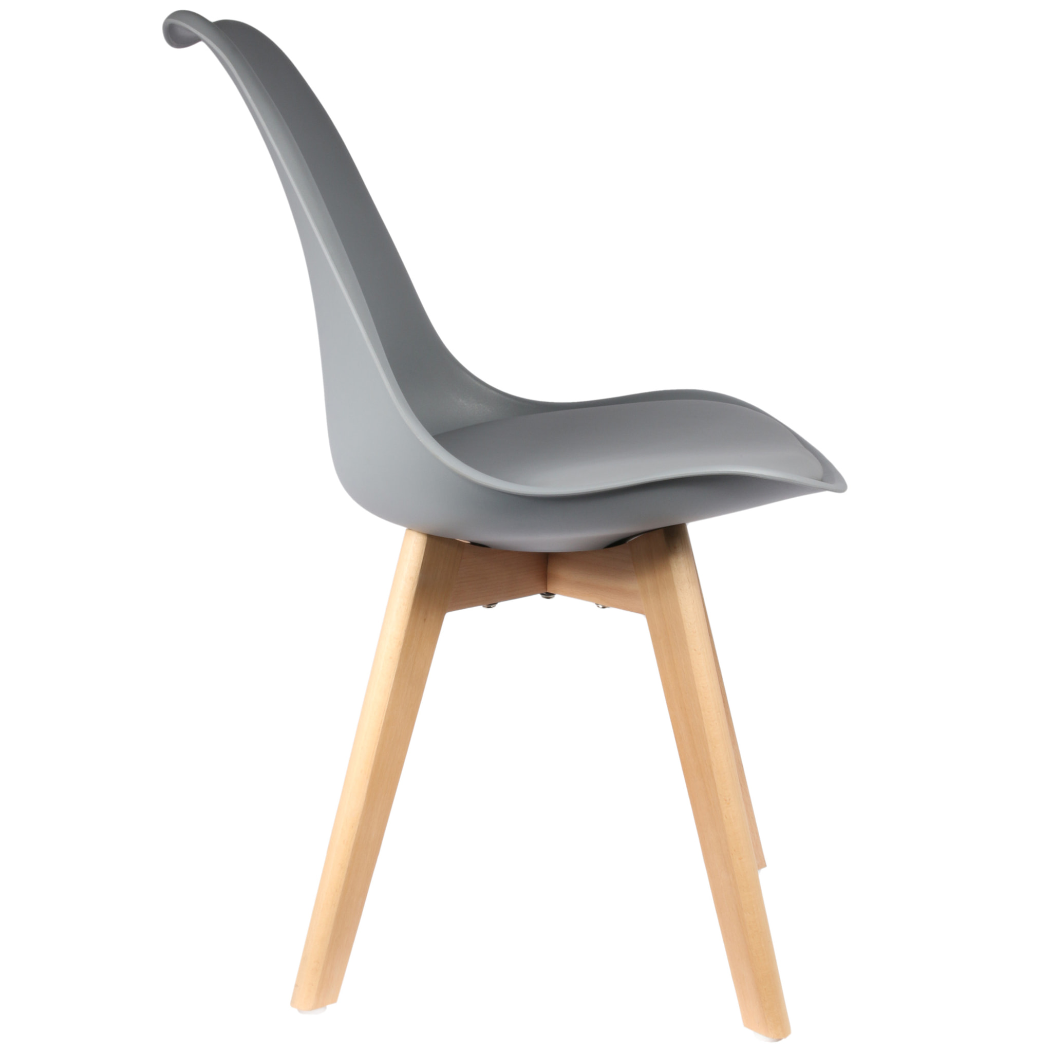 Chaise Scandinave Coque Rembourree Gris - Lot De 2