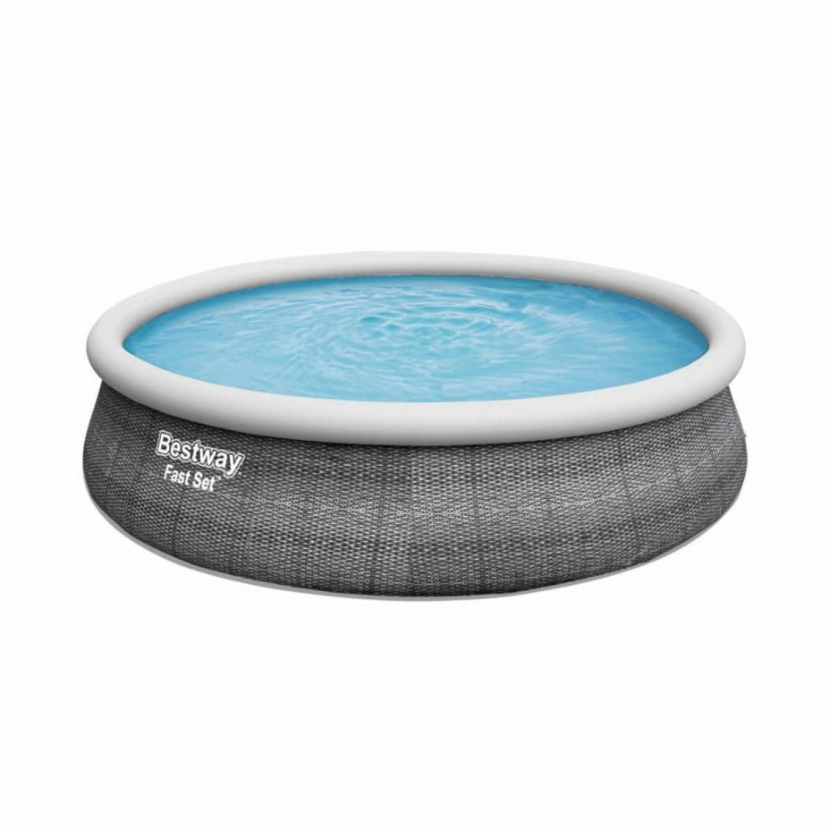 Piscine Fast Set ronde 457x107 cm motif rotin gris BESTWAY - 57372