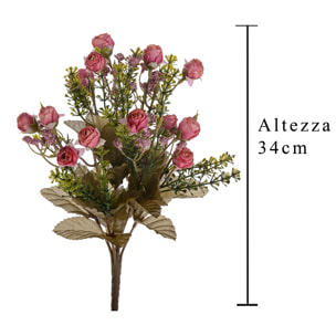 Bouquet Mini Di Rose Boccio. Altezza 34 Cm - Pezzi 4 - 18X34X18cm - Colore: Altro - Bianchi Dino - Fiori Artificiali