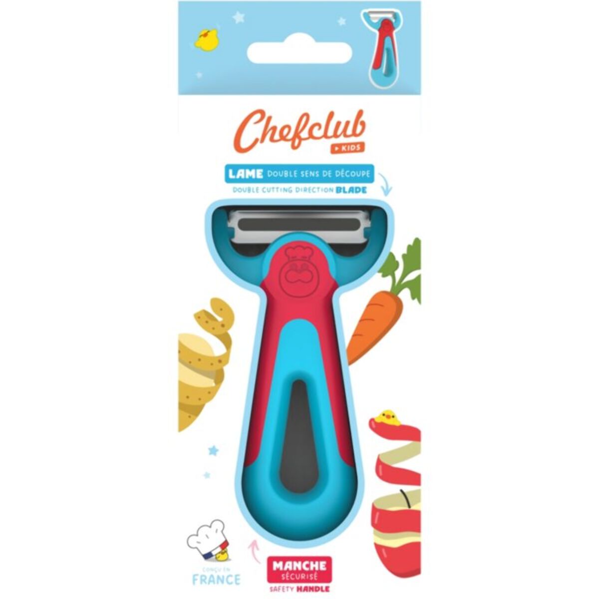 Couteau éplucheur CHEFCLUB Kids bleu et rouge