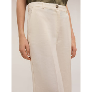 Motivi - Pantaloni wide leg misto lino - Bianco