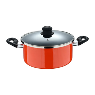 Cacerola con tapa ø24 cm acero al carbono de color naranja, antiadherente y resistente expert valencia san ignacio