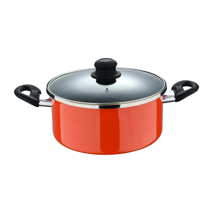 Cacerola con tapa ø24 cm acero al carbono de color naranja, antiadherente y resistente expert valencia san ignacio