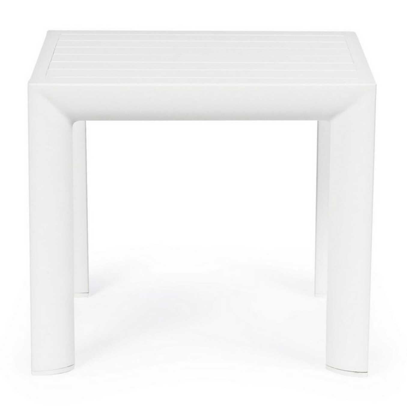 Set 2 tavolini da giardino ZARAGOZA in alluminio bianco verniciato a polvere, 40×40 cm