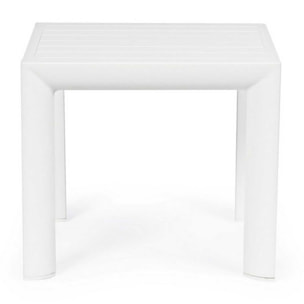 Set 2 tavolini da giardino ZARAGOZA in alluminio bianco verniciato a polvere, 40×40 cm