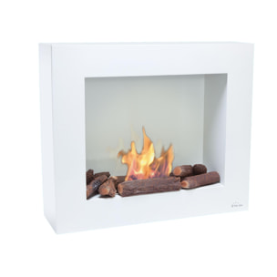 Chimenea de etanol en blanco con kit de leños BESTBIO PURLINE