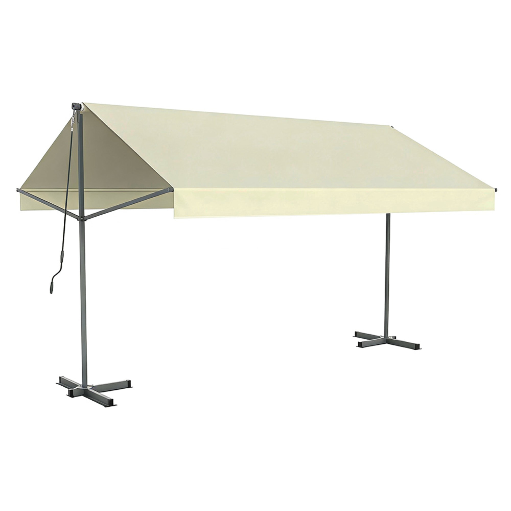 Store banne double pente manuel 4 x 1,5-1,5 m beige hydrofuge NAUARI