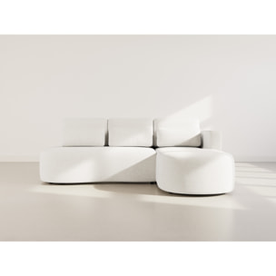 Mahina - canapé d'angle droit 4 places convertible avec coffre en tissu texturé - Beige
