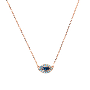 Collana Catena Forzatina con Pendente Marquise in Cubic Zirconia Blu