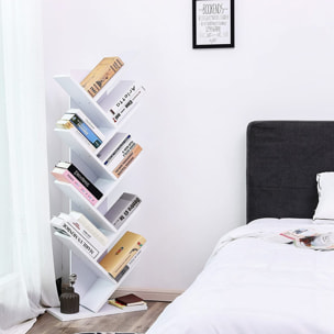 Libreria a Albero con 8 Ripiani in Legno Bianco