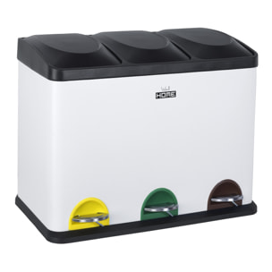 Cubo de reciclaje ecológico 45 litros de 3 compartimentos, reciclaje de basura / cubos de reciclaje, gran capacidad, para papel, vidrio y plástico