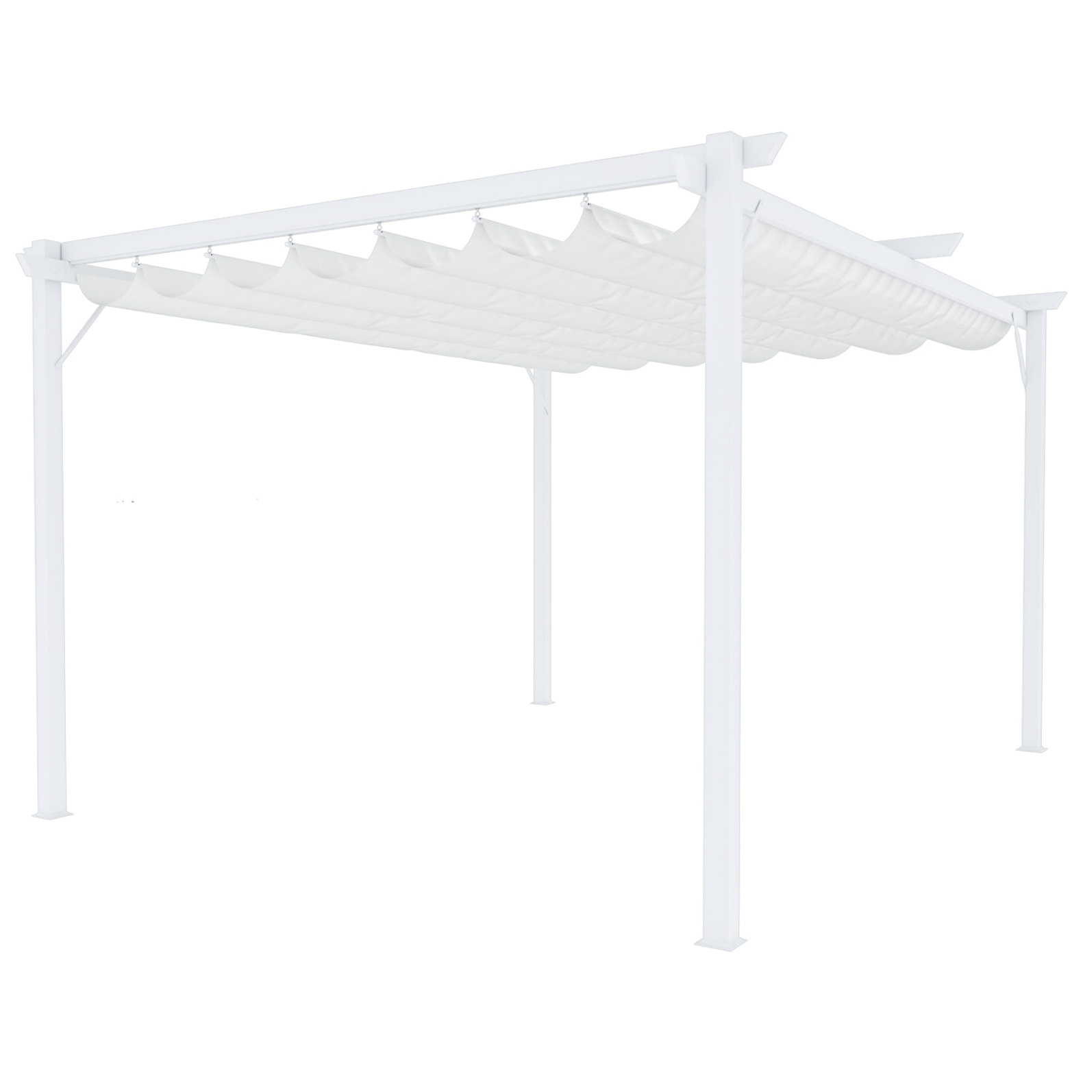 Gazebo Pergola 3x3 M Pergolato Con Telo Bianco Impermeabile Retrattile Richiudibile Struttura In Acciaio Per Giardino Terrazzo Piscina Esterno Fiere