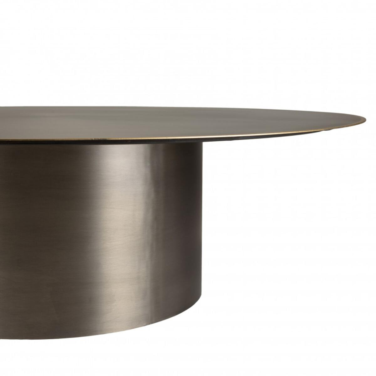 JAMES - Table basse ronde 120x120cm en fer noir et bordure dorée
