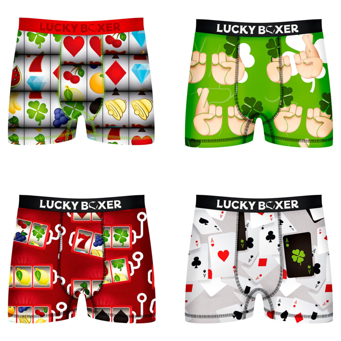 Pack 4 calzoncillos Lucky Boxer en varios colores para hombre