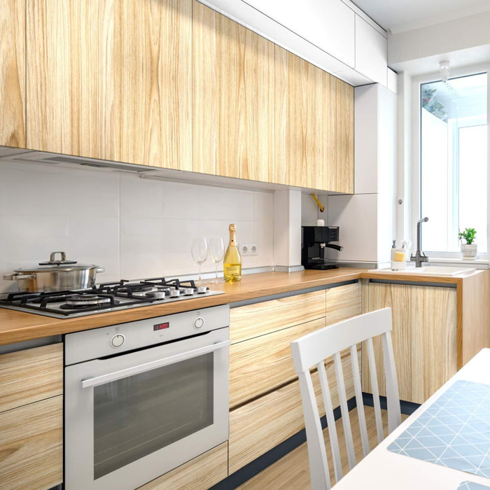 Rouleau revêtement adhésif vinyle au mètre - Sticker lavable Cuisine Meuble Armoire Porte - BOIS CLAIRE UKRAINE