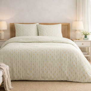 Parure housse de couette 100% coton lavé vintage - beige slub tess