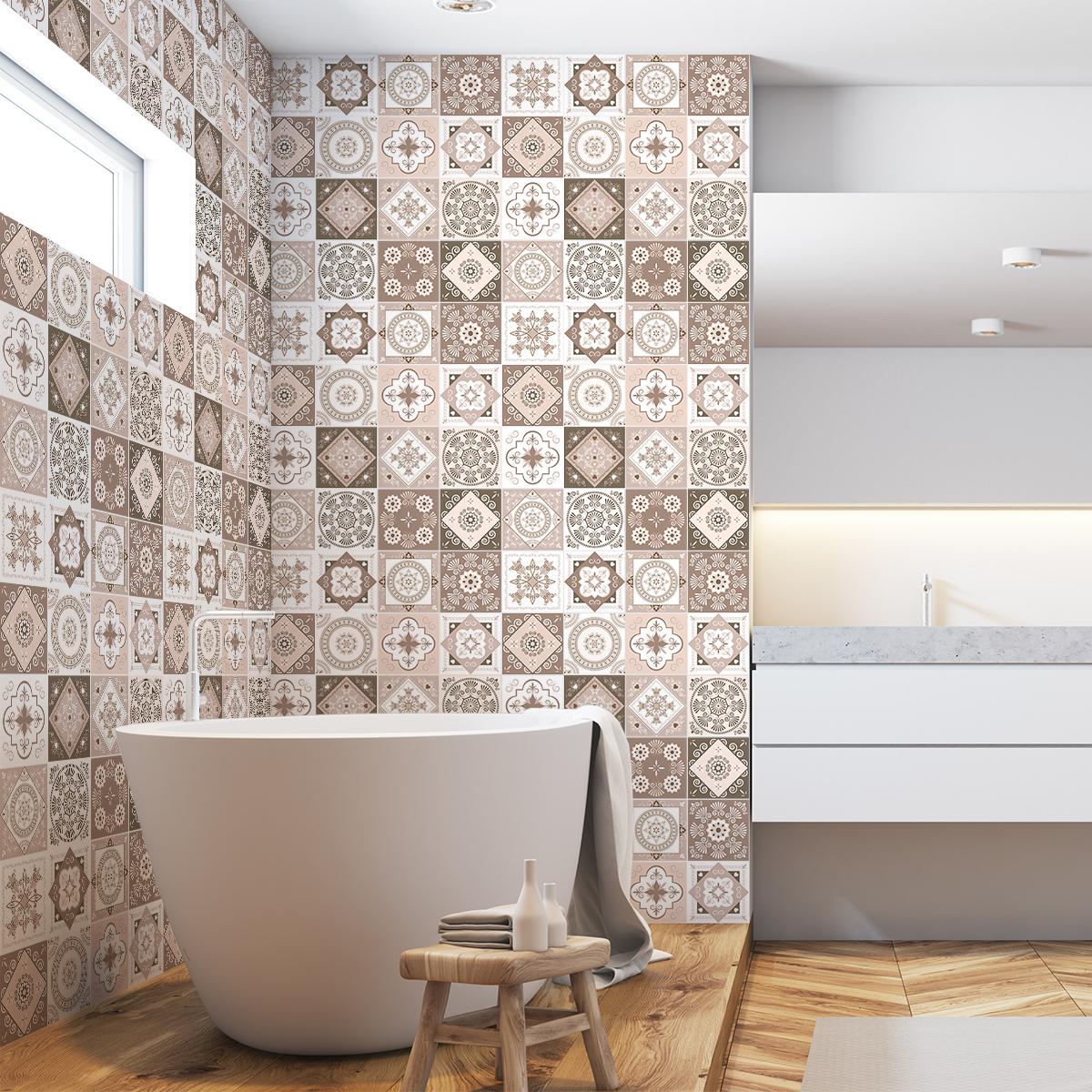 Stickers muraux - Sticker Mural Carrelage adhésif Cuisine Salle de Bain - 30 STICKERS CARREAUX DE CIMENT AZULEJOS LORIA